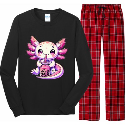 Axolotl Bubble Boba Tea Anime Cute Kawaii Axolotl Long Sleeve Pajama Set