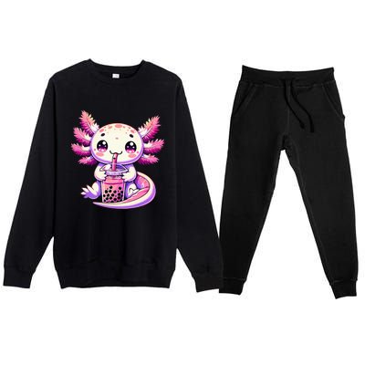 Axolotl Bubble Boba Tea Anime Cute Kawaii Axolotl Premium Crewneck Sweatsuit Set