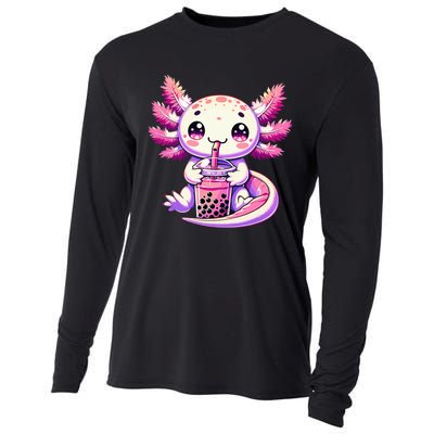 Axolotl Bubble Boba Tea Anime Cute Kawaii Axolotl Cooling Performance Long Sleeve Crew