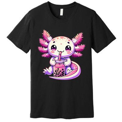 Axolotl Bubble Boba Tea Anime Cute Kawaii Axolotl Premium T-Shirt