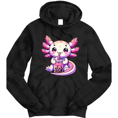 Axolotl Bubble Boba Tea Anime Cute Kawaii Axolotl Tie Dye Hoodie