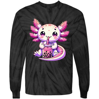 Axolotl Bubble Boba Tea Anime Cute Kawaii Axolotl Tie-Dye Long Sleeve Shirt