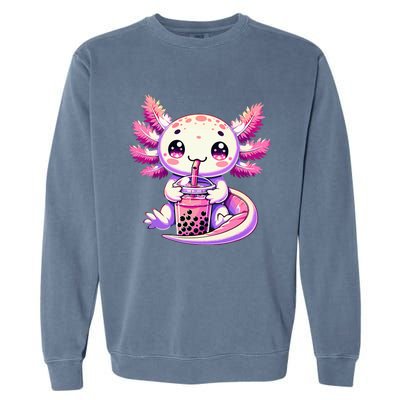 Axolotl Bubble Boba Tea Anime Cute Kawaii Axolotl Garment-Dyed Sweatshirt