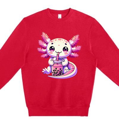 Axolotl Bubble Boba Tea Anime Cute Kawaii Axolotl Premium Crewneck Sweatshirt