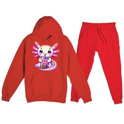 Axolotl Bubble Boba Tea Anime Cute Kawaii Axolotl Premium Hooded Sweatsuit Set