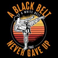 A Black Belt Is A White Belt Never Gave Up Karate Motivation Pom Pom 12in Knit Beanie