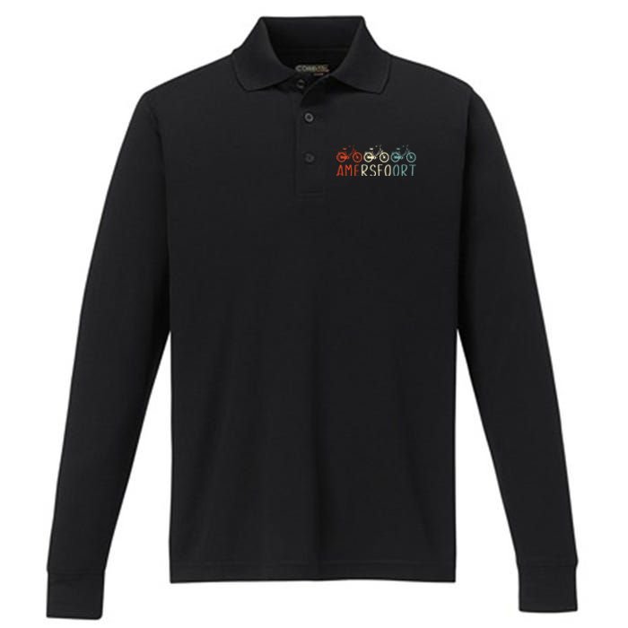 Amersfoort Bike Bicycle City Retro Cycling Gift Performance Long Sleeve Polo