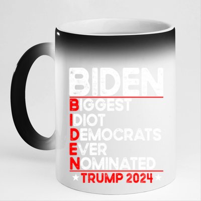 Anti Biden Biggest Idiot Democrats Ever Nominated Trump 2024 11oz Black Color Changing Mug