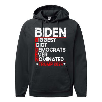 Anti Biden Biggest Idiot Democrats Ever Nominated Trump 2024 Performance Fleece Hoodie