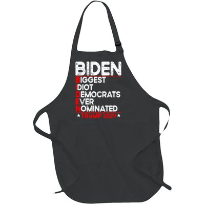 Anti Biden Biggest Idiot Democrats Ever Nominated Trump 2024 Full-Length Apron With Pockets