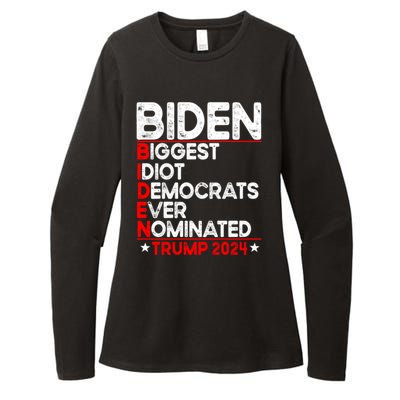 Anti Biden Biggest Idiot Democrats Ever Nominated Trump 2024 Womens CVC Long Sleeve Shirt