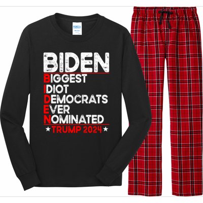 Anti Biden Biggest Idiot Democrats Ever Nominated Trump 2024 Long Sleeve Pajama Set