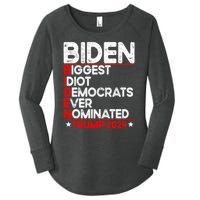 Anti Biden Biggest Idiot Democrats Ever Nominated Trump 2024 Women's Perfect Tri Tunic Long Sleeve Shirt