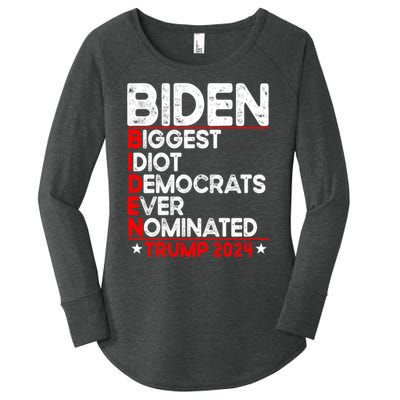 Anti Biden Biggest Idiot Democrats Ever Nominated Trump 2024 Women's Perfect Tri Tunic Long Sleeve Shirt