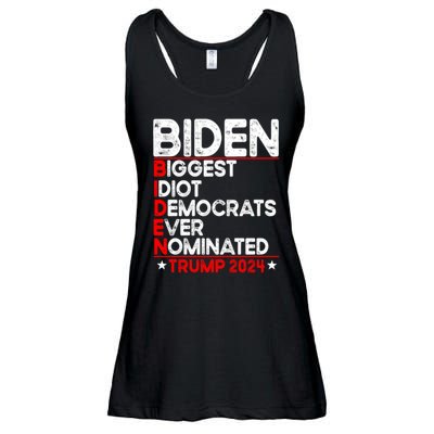 Anti Biden Biggest Idiot Democrats Ever Nominated Trump 2024 Ladies Essential Flowy Tank