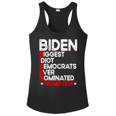 Anti Biden Biggest Idiot Democrats Ever Nominated Trump 2024 Ladies PosiCharge Competitor Racerback Tank