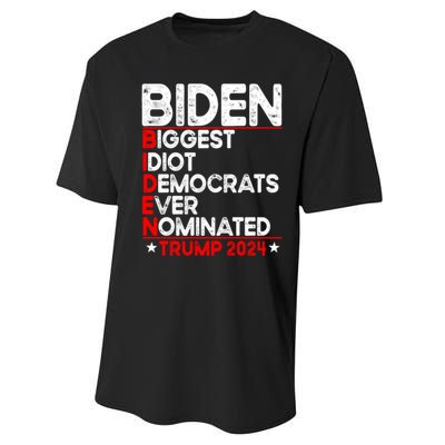 Anti Biden Biggest Idiot Democrats Ever Nominated Trump 2024 Performance Sprint T-Shirt