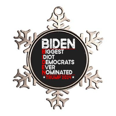 Anti Biden Biggest Idiot Democrats Ever Nominated Trump 2024 Metallic Star Ornament