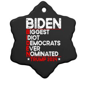 Anti Biden Biggest Idiot Democrats Ever Nominated Trump 2024 Ceramic Star Ornament