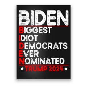 Anti Biden Biggest Idiot Democrats Ever Nominated Trump 2024 Poster