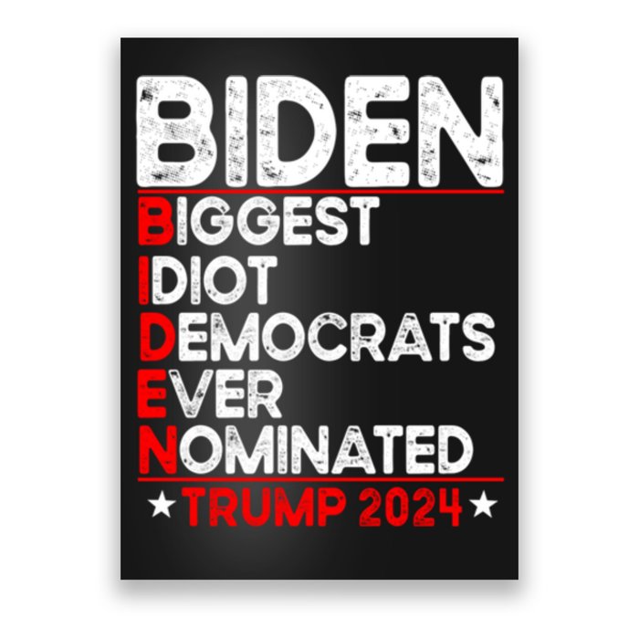 Anti Biden Biggest Idiot Democrats Ever Nominated Trump 2024 Poster