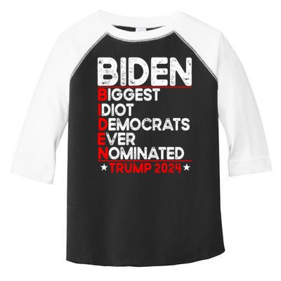 Anti Biden Biggest Idiot Democrats Ever Nominated Trump 2024 Toddler Fine Jersey T-Shirt