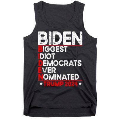 Anti Biden Biggest Idiot Democrats Ever Nominated Trump 2024 Tank Top