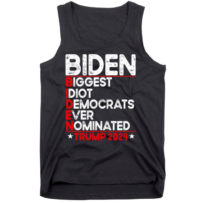 Anti Biden Biggest Idiot Democrats Ever Nominated Trump 2024 Tank Top