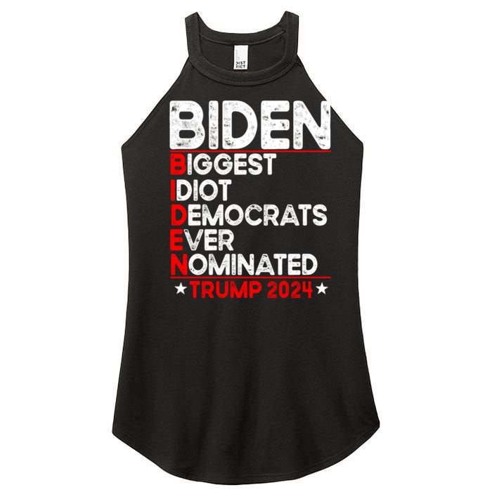 Anti Biden Biggest Idiot Democrats Ever Nominated Trump 2024 Women's Perfect Tri Rocker Tank