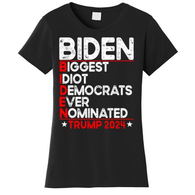 Anti Biden Biggest Idiot Democrats Ever Nominated Trump 2024 Women's T-Shirt