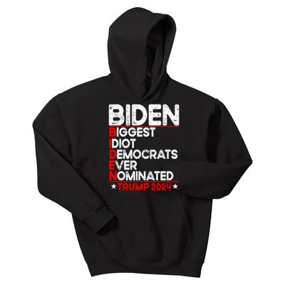 Anti Biden Biggest Idiot Democrats Ever Nominated Trump 2024 Kids Hoodie