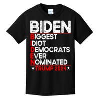 Anti Biden Biggest Idiot Democrats Ever Nominated Trump 2024 Kids T-Shirt