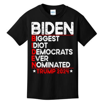 Anti Biden Biggest Idiot Democrats Ever Nominated Trump 2024 Kids T-Shirt