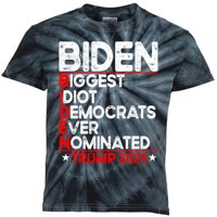 Anti Biden Biggest Idiot Democrats Ever Nominated Trump 2024 Kids Tie-Dye T-Shirt