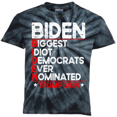 Anti Biden Biggest Idiot Democrats Ever Nominated Trump 2024 Kids Tie-Dye T-Shirt