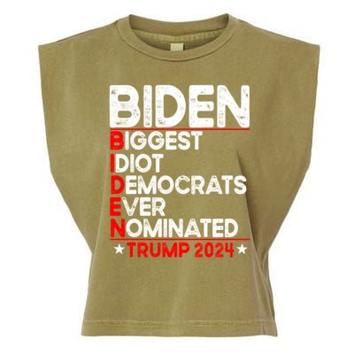 Anti Biden Biggest Idiot Democrats Ever Nominated Trump 2024 Garment-Dyed Women's Muscle Tee