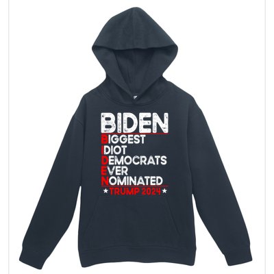 Anti Biden Biggest Idiot Democrats Ever Nominated Trump 2024 Urban Pullover Hoodie