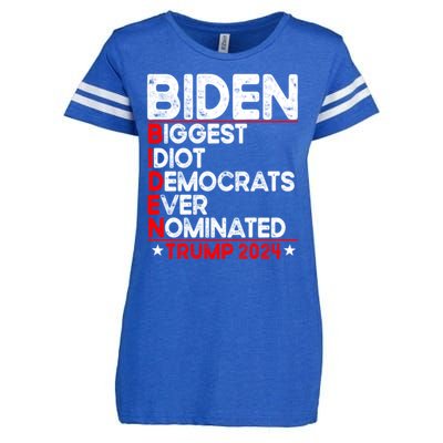 Anti Biden Biggest Idiot Democrats Ever Nominated Trump 2024 Enza Ladies Jersey Football T-Shirt