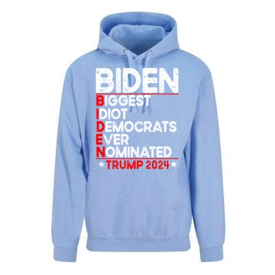 Anti Biden Biggest Idiot Democrats Ever Nominated Trump 2024 Unisex Surf Hoodie