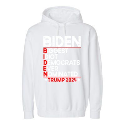 Anti Biden Biggest Idiot Democrats Ever Nominated Trump 2024 Garment-Dyed Fleece Hoodie