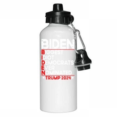 Anti Biden Biggest Idiot Democrats Ever Nominated Trump 2024 Aluminum Water Bottle