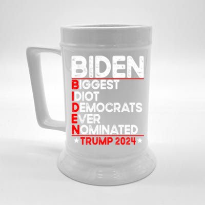 Anti Biden Biggest Idiot Democrats Ever Nominated Trump 2024 Beer Stein