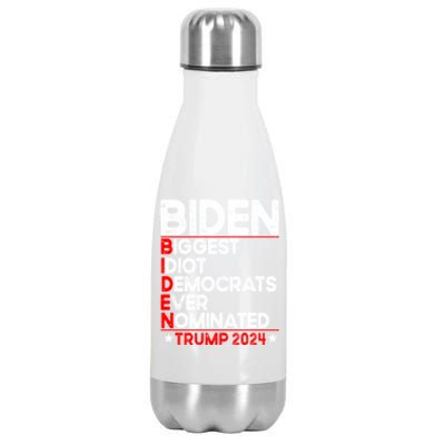 Anti Biden Biggest Idiot Democrats Ever Nominated Trump 2024 Stainless Steel Insulated Water Bottle