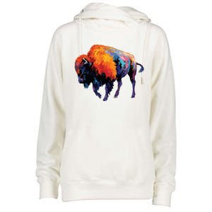 American Buffalo Buffalo American Bison Womens Funnel Neck Pullover Hood