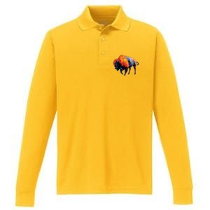 American Buffalo Buffalo American Bison Performance Long Sleeve Polo