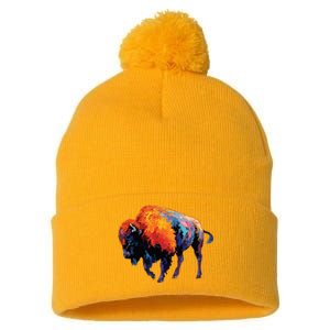 American Buffalo Buffalo American Bison Pom Pom 12in Knit Beanie