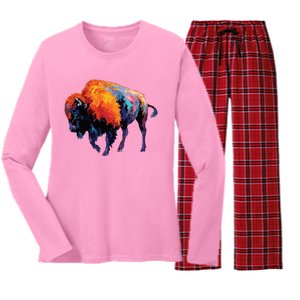 American Buffalo Buffalo American Bison Women's Long Sleeve Flannel Pajama Set 