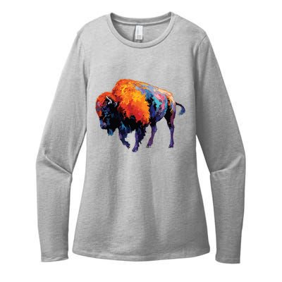 American Buffalo Buffalo American Bison Womens CVC Long Sleeve Shirt