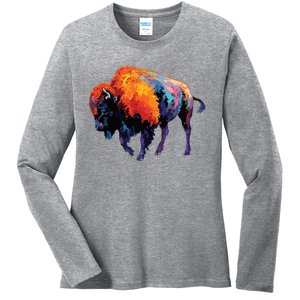 American Buffalo Buffalo American Bison Ladies Long Sleeve Shirt