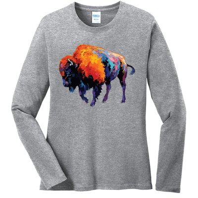 American Buffalo Buffalo American Bison Ladies Long Sleeve Shirt